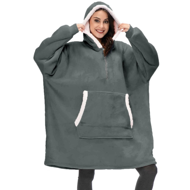 Super Soft Oversize Fleece Winter Blanket Hoodie