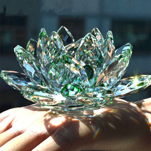 80 mm Quartz Crystal Lotus Flower Glass Paperweight