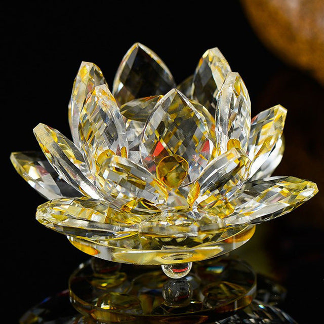 80 mm Quartz Crystal Lotus Flower Glass Paperweight