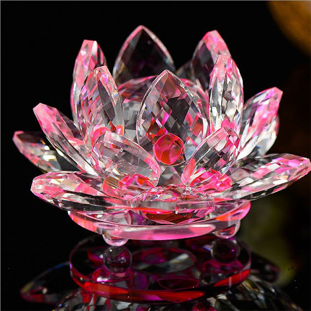 80 mm Quartz Crystal Lotus Flower Glass Paperweight