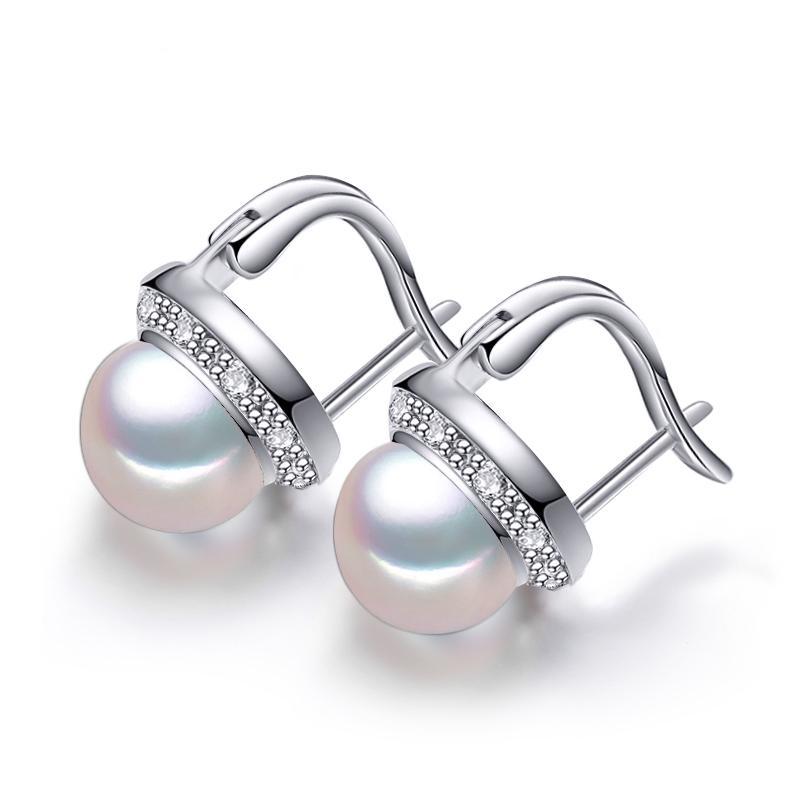 Freshwater Pearl Earrings 925 Sterling Silver Stud Earrings