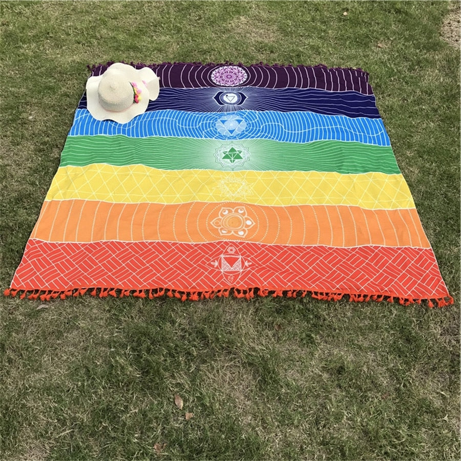 7 Chakra Tapestry Yoga Mat / Beach  Towel / Throw