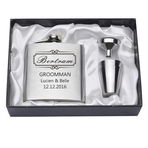 Personalized Engraved 6oz Hip Flask Set