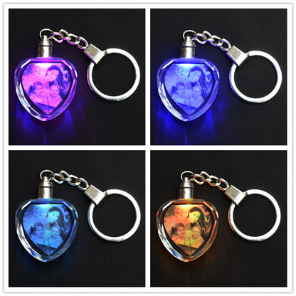 Crystal LED Key Chain With Laser Engraved Personalized Picture