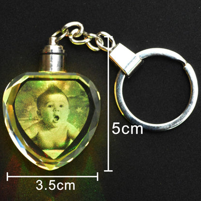 Crystal LED Key Chain With Laser Engraved Personalized Picture