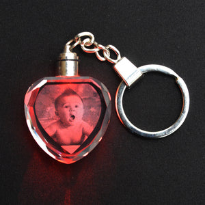 Crystal LED Key Chain With Laser Engraved Personalized Picture