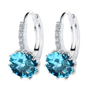 Luxury Stud Earrings Round With Cubic Zircon Charm Flower