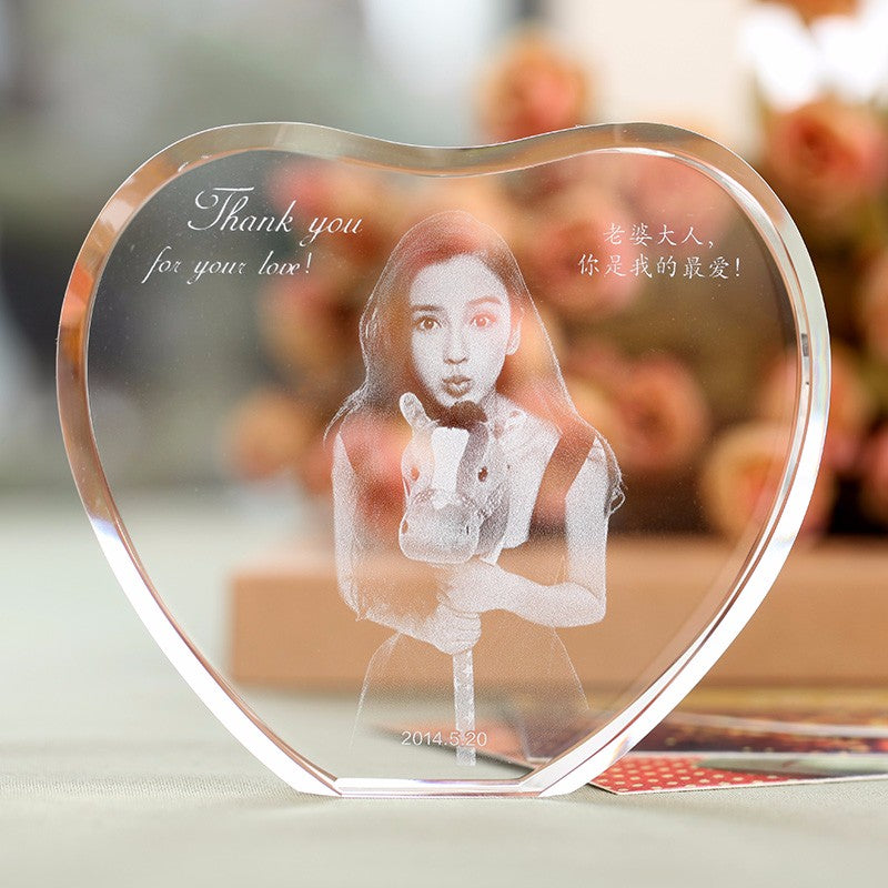 Crystal Photo Frame With Laser Engraved Personalised Picture