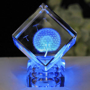 3D LED Crystal Rose With Laser Engraving