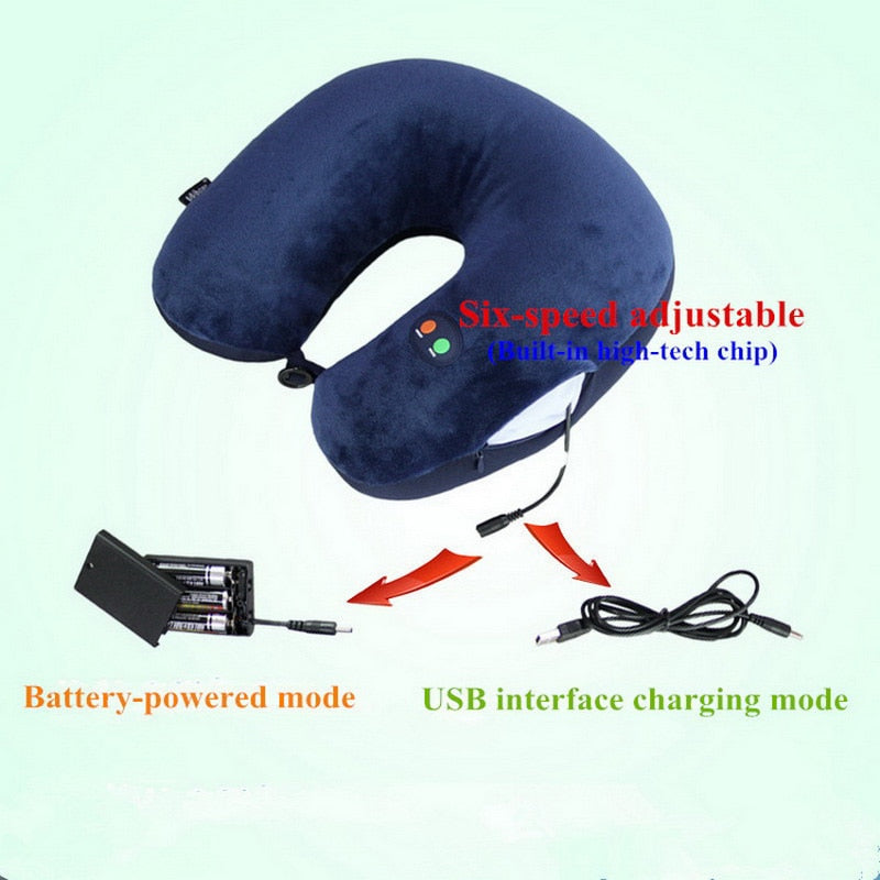 USB Power Massage Neck U Shape Travel Pillow