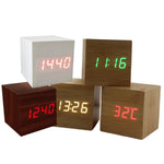 Multi Colour Wooden LED USB Sound Motion Control Alarm Clock