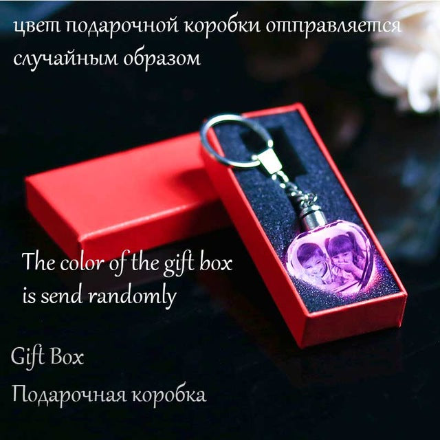 Crystal LED Key Chain With Laser Engraved Personalized Picture