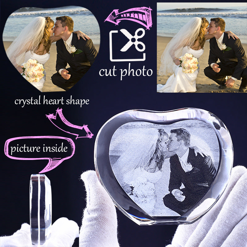 Crystal Photo Frame With Laser Engraved Personalised Picture