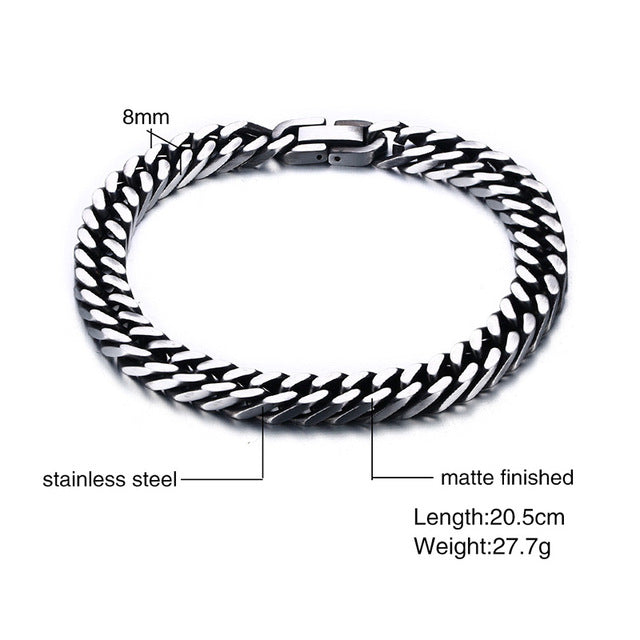 Mens Link Chain Silver Bracelet