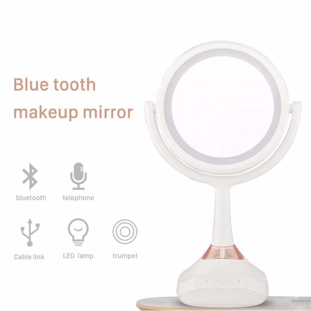 LED Double-Sided Magnifying Makeup Mirror with Bluetooth