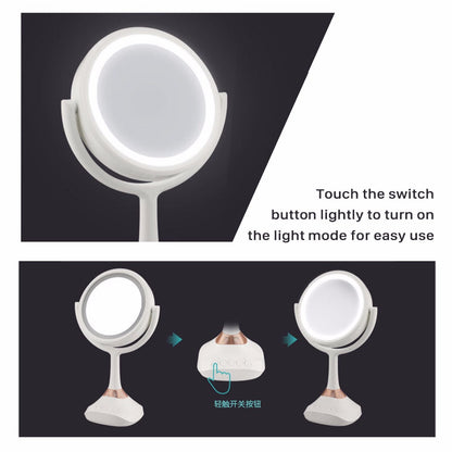 LED Double-Sided Magnifying Makeup Mirror with Bluetooth